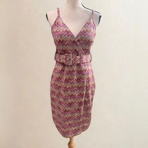 Siena Studio Pink and Orange Zigzag Midi Dress